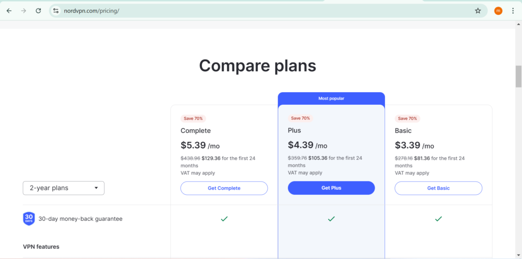 pricing plan